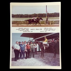 Vintage 1978 Horse Racing Photo Belmont ALBIE'S TRUCK STOP Winner Color